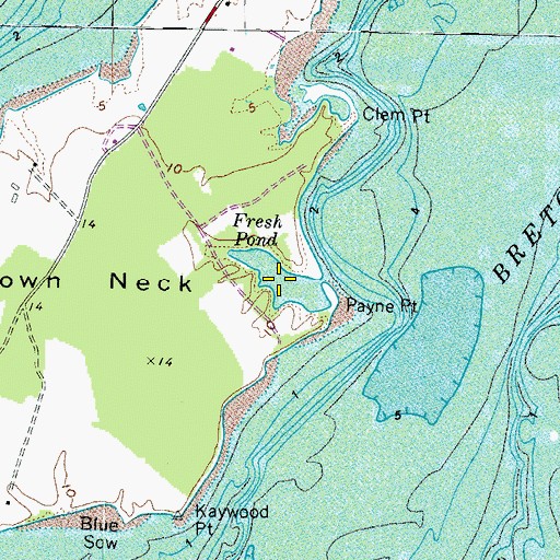 Topographic Map of Fresh Pond, MD