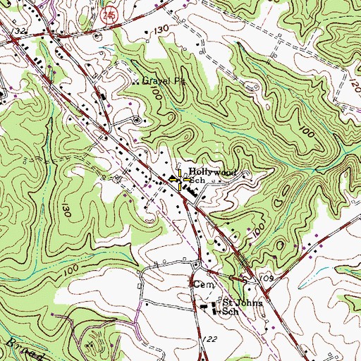 Topographic Map of Hollywood United Methodist Church Preschool and Kindergarten, MD