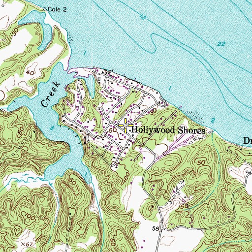 Topographic Map of Hollywood Shores, MD