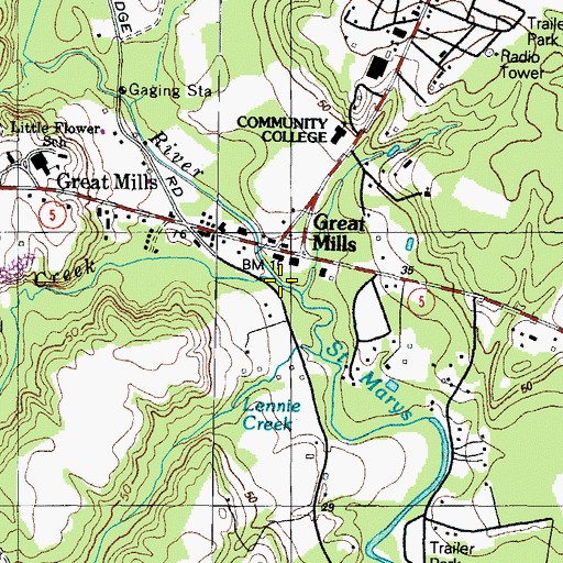 Topographic Map of Johns Creek, MD