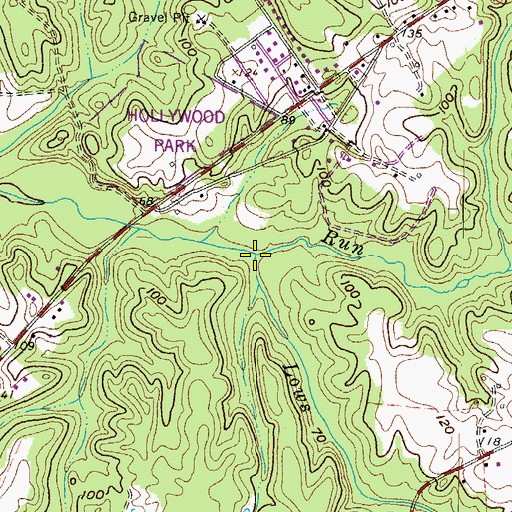 Topographic Map of Lows Run, MD