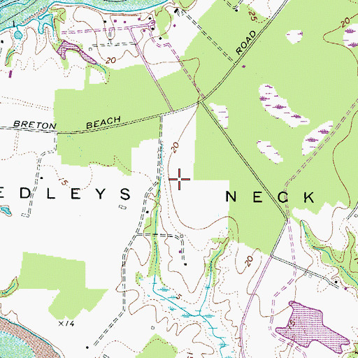 Topographic Map of Medleys Neck, MD
