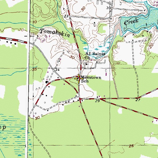 Topographic Map of Milestone School, MD