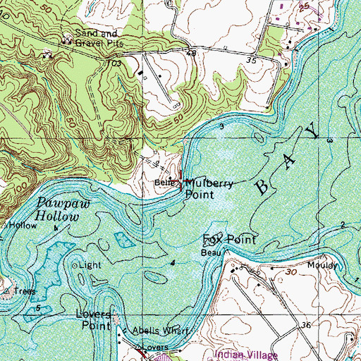 Topographic Map of Mulberry Point, MD