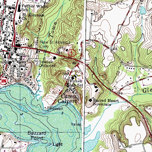Topographic Map of Ryken High School, MD