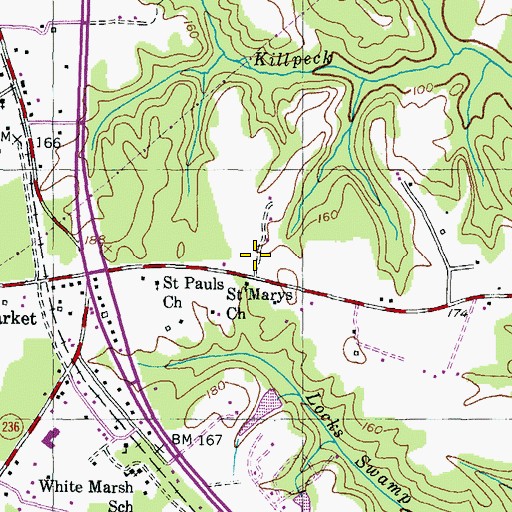 Topographic Map of Saint Marys Church, MD