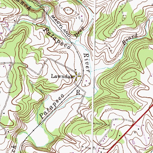 Topographic Map of Lawndale, MD
