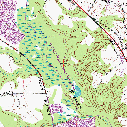 Topographic Map of Western Branch Stream Valley Park, MD