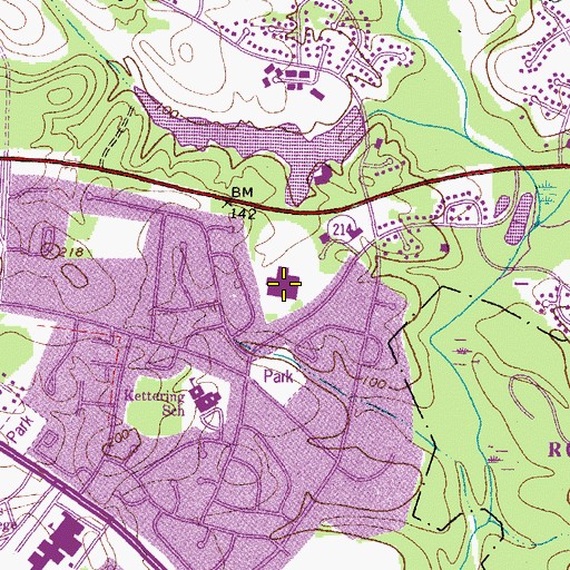 Topographic Map of Kettering Middle School, MD