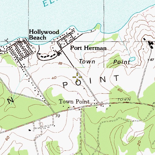 Topographic Map of Town Point Methodist Church, MD