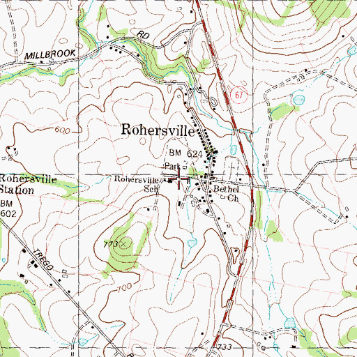Topographic Map of Rohrersville School, MD