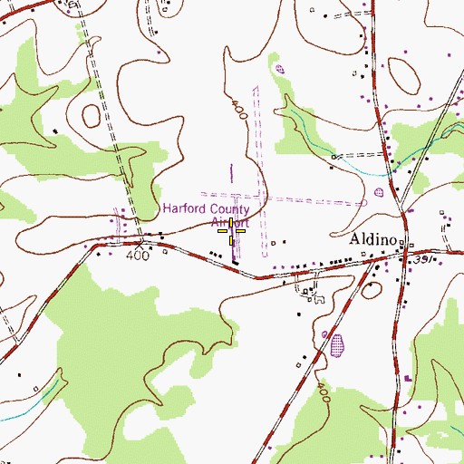 Topographic Map of Harford County Airport, MD