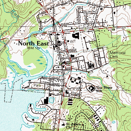 Topographic Map of North East Post Office, MD