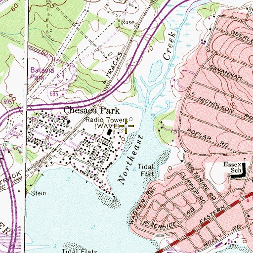 Topographic Map of WBGR-AM (Baltimore), MD