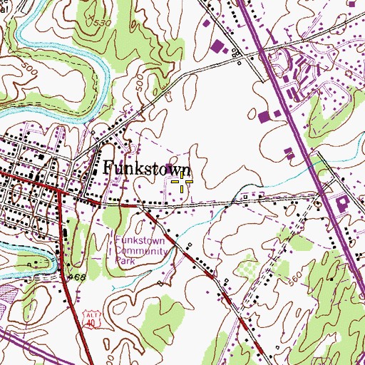 Topographic Map of WPVG-AM (Funkstown), MD