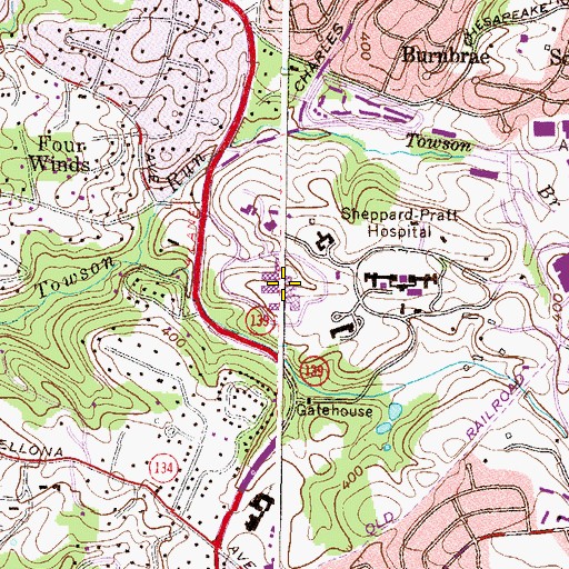 Topographic Map of Greater Baltimore Medical Center, MD