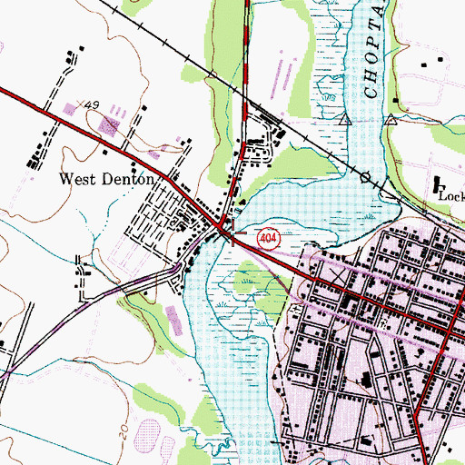 Topographic Map of Denton Bridge, MD