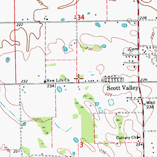 Topographic Map of Scott Valley Church (historical), AR