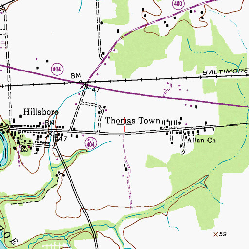 Topographic Map of Hillsboro Estates, MD