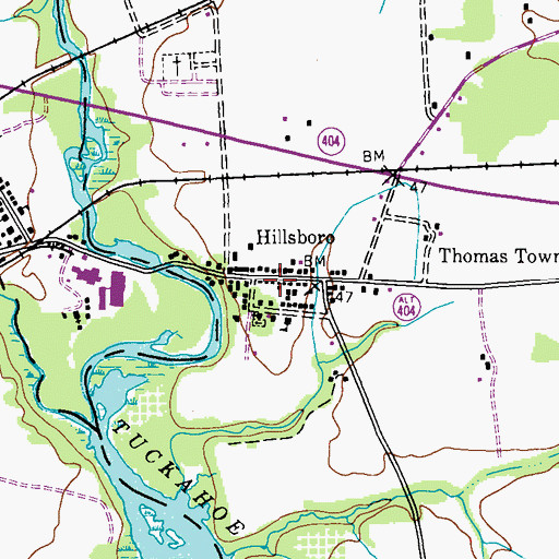 Topographic Map of Hillsboro Post Office, MD