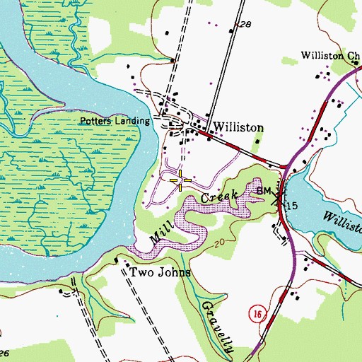 Topographic Map of Williams Heights, MD