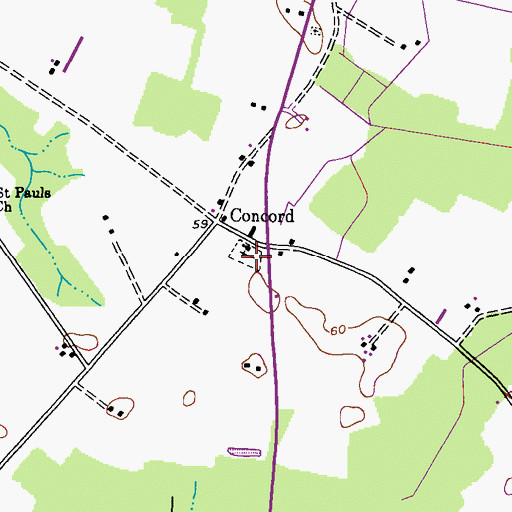 Topographic Map of Concord Cemetery, MD