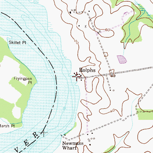 Topographic Map of Rolphs Wharf (historical), MD