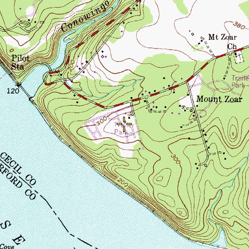 Topographic Map of Conowingo Mobile Home Park, MD