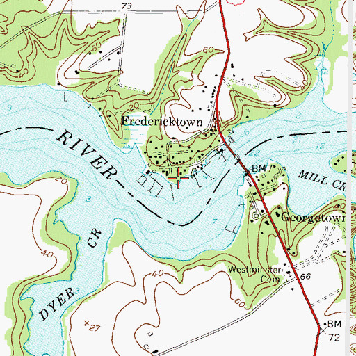 Topographic Map of Penningtons Point, MD