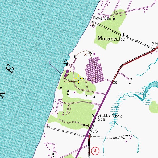 Topographic Map of Matapeake State Park, MD