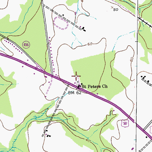 Topographic Map of Saint Peters Cemetery, MD
