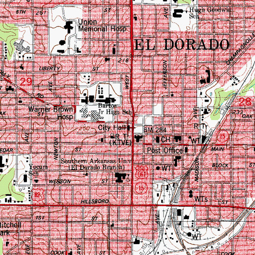 Topographic Map of El Dorado Female Academy (historical), AR