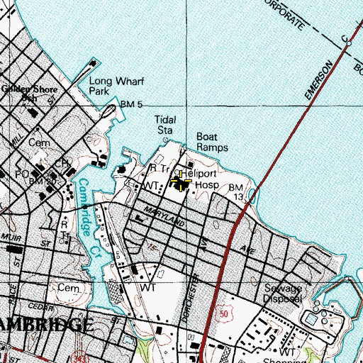 Topographic Map of University of Maryland Shore Medical Center at Dorchester, MD