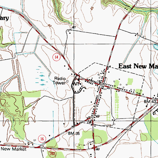 Topographic Map of East New Market School (historical), MD