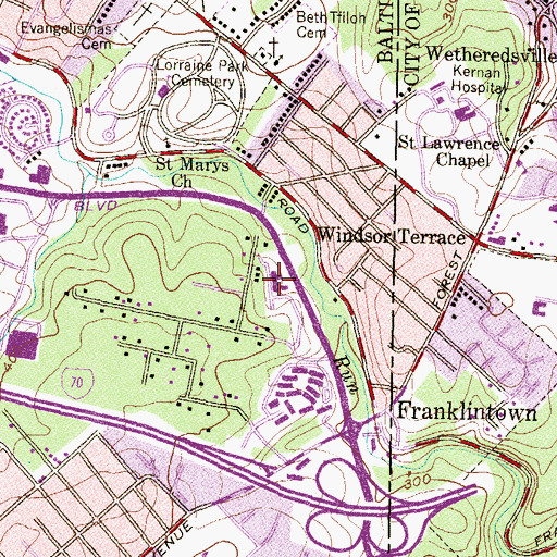 Topographic Map of Saint Lawrences Church, MD