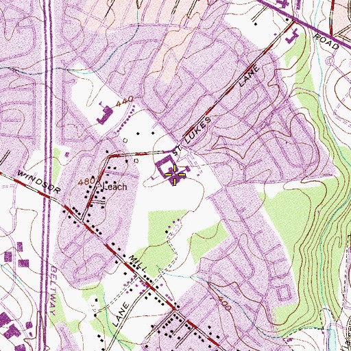 Topographic Map of Woodlawn Middle School, MD
