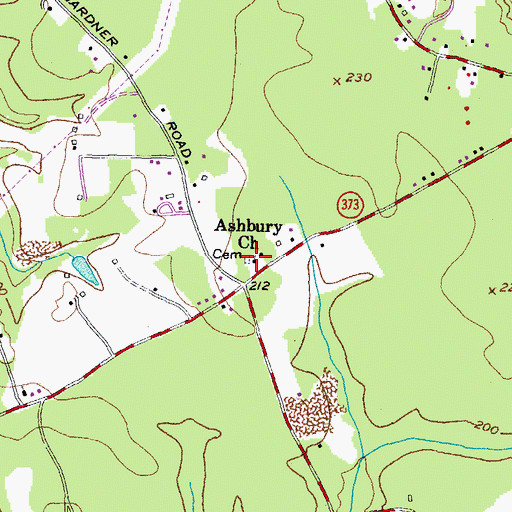 Topographic Map of Ashbury Church, MD