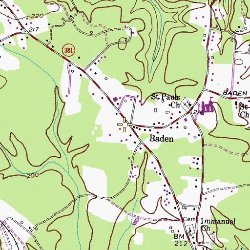 Topographic Map of Baden, MD