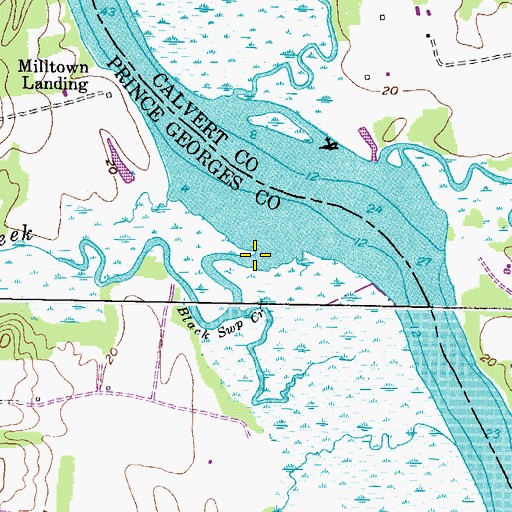 Topographic Map of Black Swamp Creek, MD