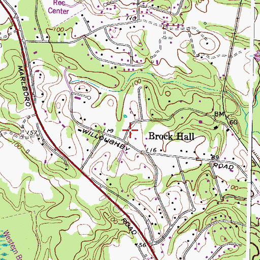 Topographic Map of Brock Hall, MD