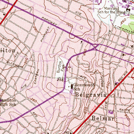 Topographic Map of Burdick Park, MD