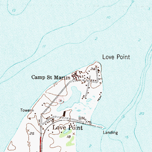 Topographic Map of Camp Saint Martin (historical), MD