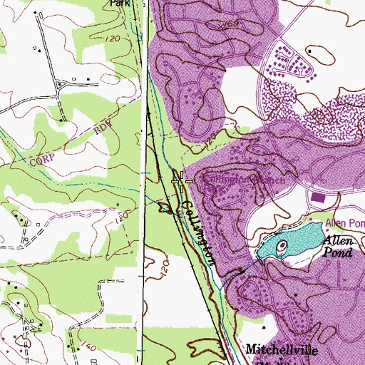 Topographic Map of Collington Branch Park, MD