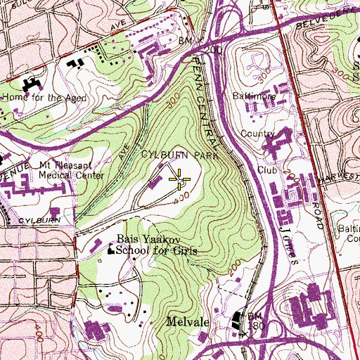 Topographic Map of Cylburn Park, MD