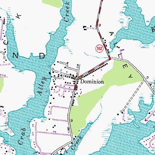 Topographic Map of Dominion, MD