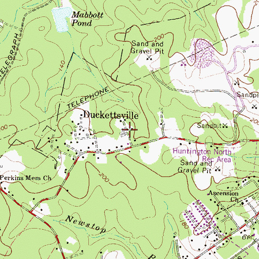 Topographic Map of Duckettsville, MD