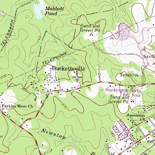 Topographic Map of Duckettsville, MD