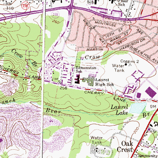 Topographic Map of Edmonston School, MD