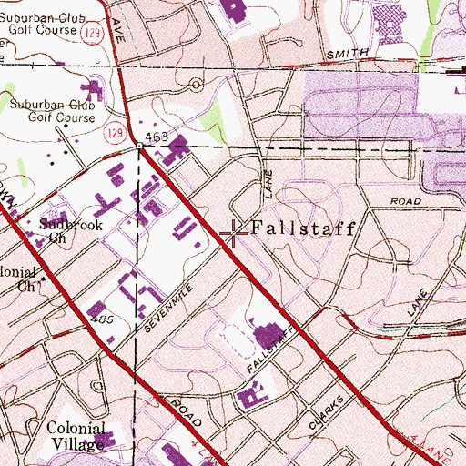 Topographic Map of Fallstaff, MD