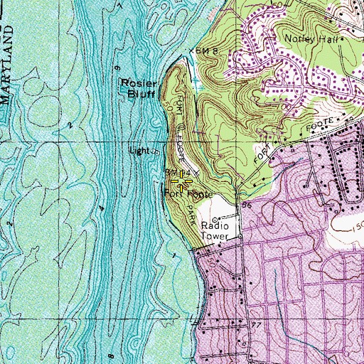 Topographic Map of Fort Foote Park, MD